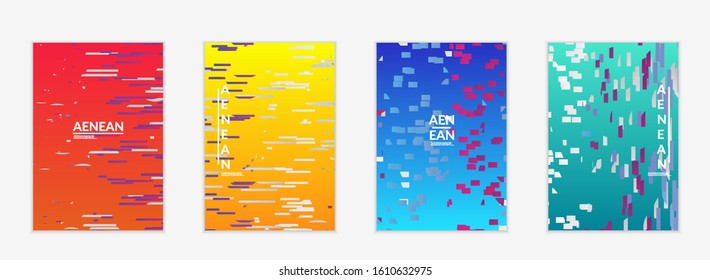 Abstract small bright particles moving on gradient. Dynamic modern design with glitch gradient lines. Futuristic design for extreme sports background. Inspired by deep underwater experience.