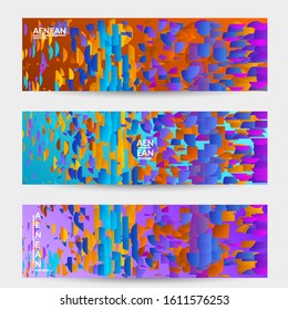 Abstract small bright particles moving on gradient. Dynamic modern design with glitch gradient lines. Futuristic design for extreme sports background. Inspired by deep underwater experience.