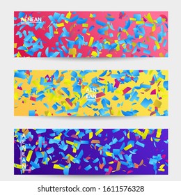 Abstract small bright particles moving on gradient. Dynamic modern design with glitch gradient lines. Futuristic design for extreme sports background. Inspired by deep underwater experience.