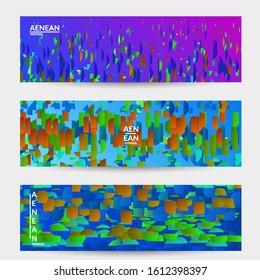 Abstract small bright particles moving on gradient. Dynamic modern design with glitch gradient lines. Futuristic design for extreme sports background. Inspired by deep underwater experience.