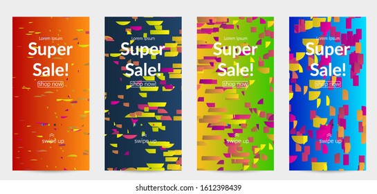 Abstract small bright particles moving on gradient. Dynamic modern design with glitch gradient lines. Futuristic design for extreme sports background. Inspired by deep underwater experience.