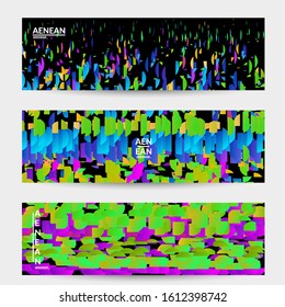 Abstract small bright particles moving on gradient. Dynamic modern design with glitch gradient lines. Futuristic design for extreme sports background. Inspired by deep underwater experience.