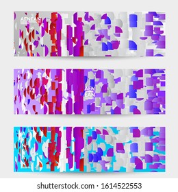 Abstract small bright particles moving on gradient. Dynamic modern design with glitch gradient lines. Futuristic design for extreme sports background. Inspired by deep underwater experience.