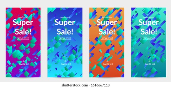 Abstract small bright particles moving on gradient. Dynamic modern design with glitch gradient lines. Futuristic design for extreme sports background. Inspired by deep underwater experience.
