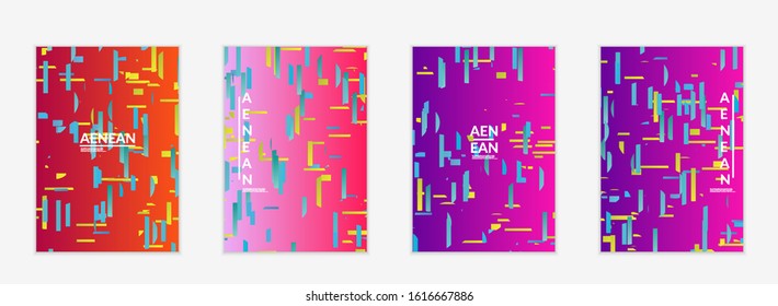 Abstract small bright particles moving on gradient. Dynamic modern design with glitch gradient lines. Futuristic design for extreme sports background. Inspired by deep underwater experience.