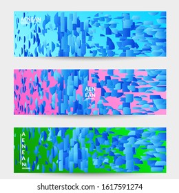 Abstract small bright particles moving on gradient. Dynamic modern design with glitch gradient lines. Futuristic design for extreme sports background. Inspired by deep underwater experience.