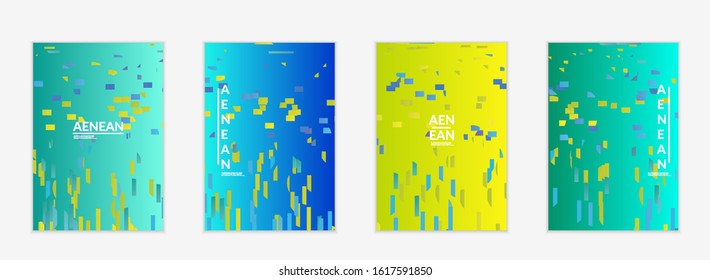 Abstract small bright particles moving on gradient. Dynamic modern design with glitch gradient lines. Futuristic design for extreme sports background. Inspired by deep underwater experience.