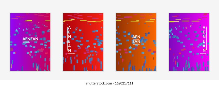 Abstract small bright particles moving on gradient. Dynamic modern design with glitch gradient lines. Futuristic design for extreme sports background. Inspired by deep underwater experience.