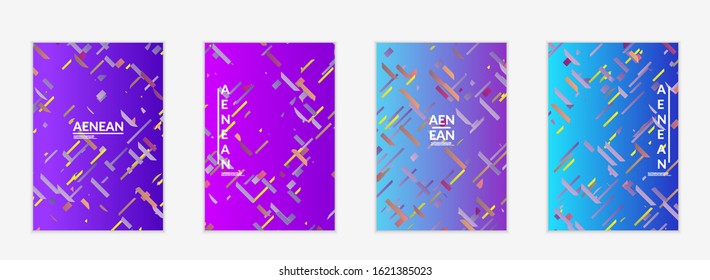 Abstract small bright particles moving on gradient. Dynamic modern design with glitch gradient lines. Vector design for disco music background. Colorful sound of music visualization.