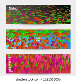 Abstract small bright particles moving on gradient. Dynamic modern design with glitch gradient lines. Vector design for disco music background. Colorful sound of music visualization.