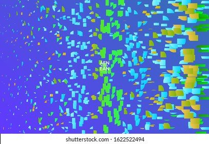 Abstract small bright particles moving on gradient. Dynamic modern design with glitch gradient lines. Vector design for disco music background. Colorful sound of music visualization.