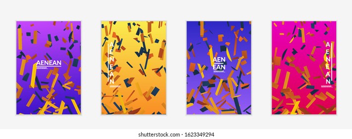 Abstract small bright particles moving on gradient. Dynamic modern design with glitch gradient lines. Vector design for disco music background. Colorful sound of music visualization.