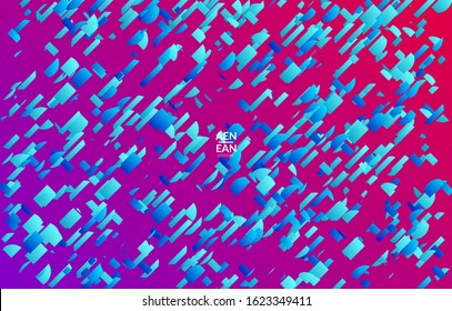 Abstract small bright particles moving on gradient. Dynamic modern design with glitch gradient lines. Vector design for disco music background. Colorful sound of music visualization.