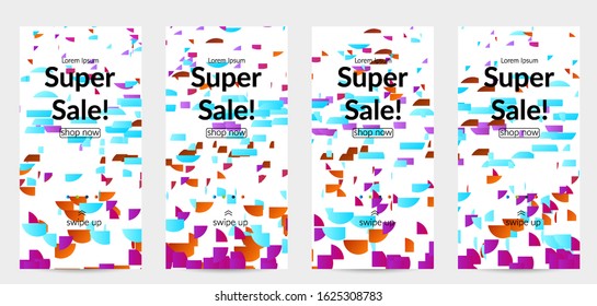 Abstract small bright particles moving on gradient. Dynamic modern design with glitch gradient lines. Vector design for disco music background. Colorful sound of music visualization.