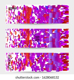 Abstract small bright particles moving on gradient. Dynamic modern design with glitch gradient lines. Vector design for disco music background. Colorful sound of music visualization.