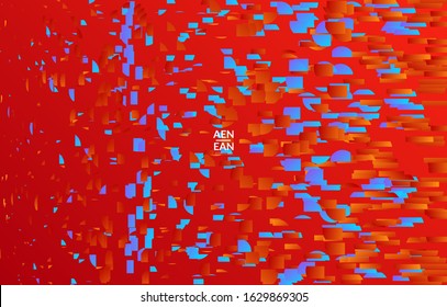 Abstract small bright particles moving on gradient. Dynamic modern design with glitch gradient lines. Vector design for disco music background. Colorful sound of music visualization.