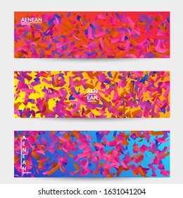 Abstract small bright particles moving on gradient. Dynamic modern design with glitch gradient lines. Vector design for disco music background. Colorful sound of music visualization.