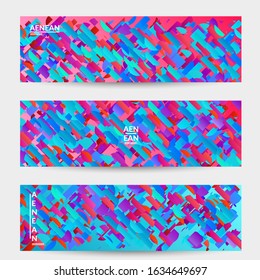 Abstract small bright particles moving on gradient. Dynamic modern design with glitch gradient lines. Vector design for disco music background. Colorful sound of music visualization.