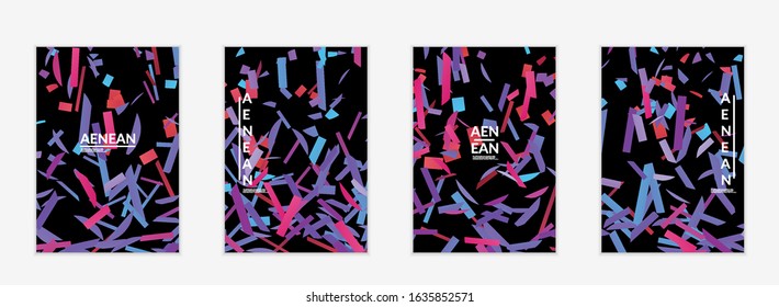 Abstract small bright particles moving on gradient. Dynamic modern design with glitch gradient lines. Vector design for disco music background. Colorful sound of music visualization.