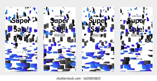 Abstract small bright particles moving on gradient. Dynamic modern design with glitch gradient lines. Vector design for disco music background. Colorful sound of music visualization.