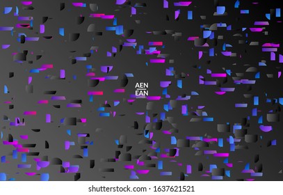 Abstract small bright particles moving on gradient. Dynamic modern design with glitch gradient lines. Vector design for disco music background. Colorful sound of music visualization.