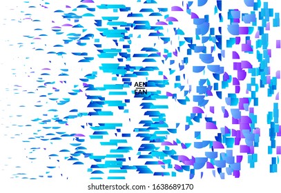 Abstract small bright particles moving on gradient. Dynamic modern design with glitch gradient lines. Vector design for disco music background. Colorful sound of music visualization.