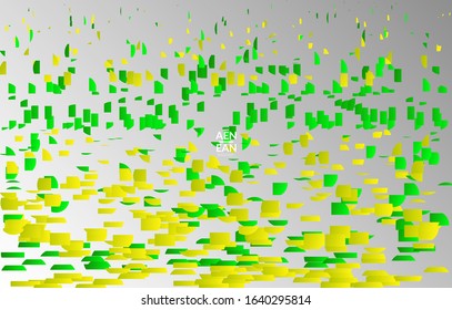 Abstract small bright particles moving on gradient. Dynamic modern design with glitch gradient lines. Vector design for disco music background. Colorful sound of music visualization.