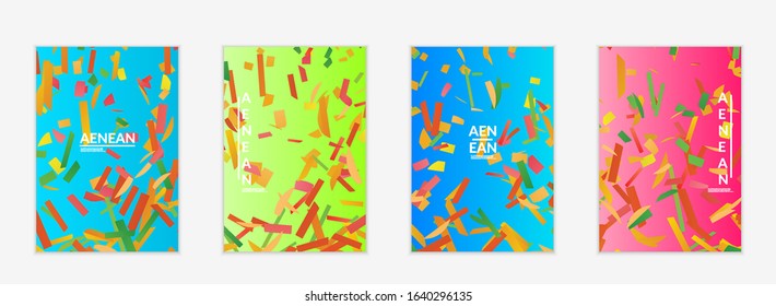 Abstract small bright particles moving on gradient. Dynamic modern design with glitch gradient lines. Vector design for disco music background. Colorful sound of music visualization.