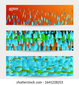 Abstract small bright particles moving on gradient. Dynamic modern design with glitch gradient lines. Vector design for disco music background. Colorful sound of music visualization.