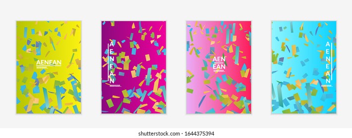 Abstract small bright particles moving on gradient. Dynamic modern design with glitch gradient lines. Vector design for disco music background. Colorful sound of music visualization.