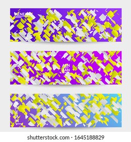 Abstract small bright particles moving on gradient. Dynamic modern design with glitch gradient lines. Vector design for disco music background. Colorful sound of music visualization.