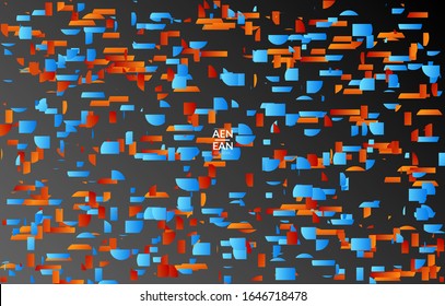 Abstract small bright particles moving on gradient. Dynamic modern design with glitch gradient lines. Vector design for disco music background. Colorful sound of music visualization.