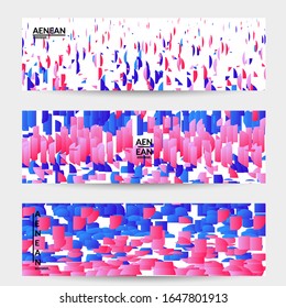 Abstract small bright particles moving on gradient. Dynamic modern design with glitch gradient lines. Vector design for disco music background. Colorful sound of music visualization.