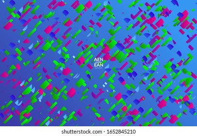 Abstract small bright particles moving on gradient. Dynamic modern design with glitch gradient lines. Vector design for disco music background. Colorful sound of music visualization.