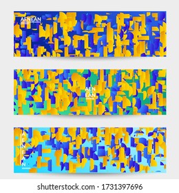 Abstract small bright particles moving on gradient. Dynamic modern design with glitch gradient lines. Vector design for disco music background. Colorful sound of music visualization.