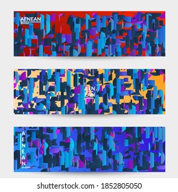 Abstract small bright particles moving on gradient. Dynamic modern design with glitch gradient lines. Futuristic design for extreme sports background. Inspired by deep underwater experience.