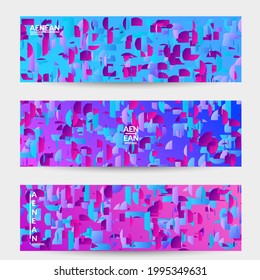 Abstract small bright particles moving on gradient. Dynamic modern design with glitch gradient lines. Vector design for disco music background. Colorful sound of music visualization.