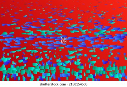 Abstract small bright particles moving on gradient. Dynamic modern design with glitch gradient lines. Vector design for disco music background. Colorful sound of music visualization.