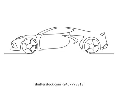 Abstract small car in one continuous line drawing vector illustration. Pro vector