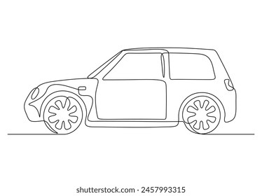 Abstract small car in one continuous line drawing vector illustration. Pro vector