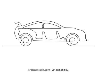 Abstractas coche Pequeño en una línea continua dibujando Ilustración vectorial 