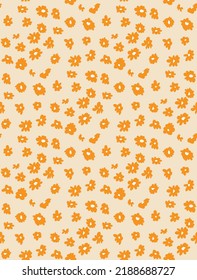 Resumen Pequeñas flores de margarita con la mano deslumbrado Ditsy Florals Patrón sin inconvenientes Colores de moda Perfecto para la impresión de tela de alamante o envolver papel de color crudo Tonos anaranjados