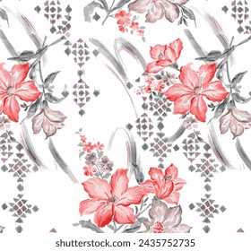 abstract small flowers arrangement, all over design with a texture background for textile print