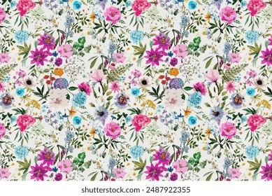 abstract small flowers arrangement, all over design with a texture background for textile printing factory