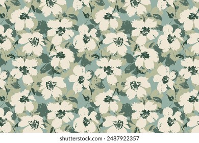 abstract small flowers arrangement, all over design with a texture background for textile printing factory