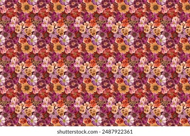 Pequeño arreglo floral abstracto, todo sobre el diseño con un fondo de la textura para la fábrica de la impresión textil