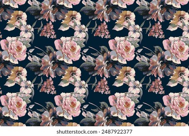 Pequeño arreglo floral abstracto, todo sobre el diseño con un fondo de la textura para la fábrica de la impresión textil