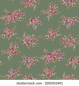estructura de color medio de flores pequeñas abstractas en todo el diseño con fondo sólido para la fábrica de impresión textil