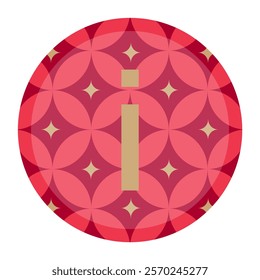 Abstract small letter i icon with bold red and gold palette and circular floral design