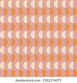 Abstract small orange and beige half circles seamless pattern.